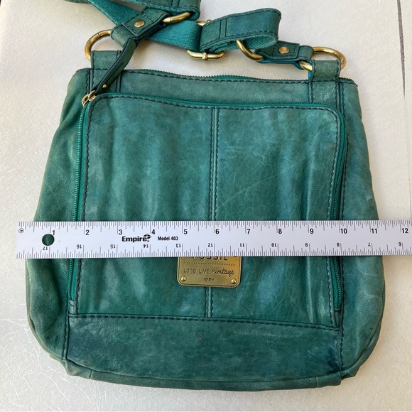Fossil Long Live Vintage Boho Teal Green Leather Crossbody Bag - Picture 7 of 8